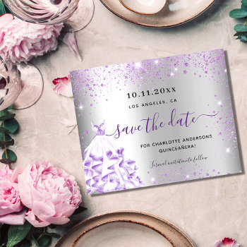 Budget Quinceanera Silver Purple Save The Date by Thunes at Zazzle