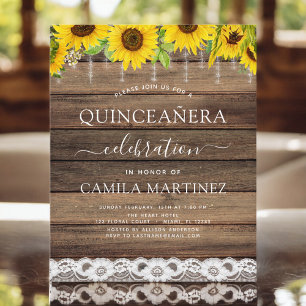 Budget Quinceanera Sunflower Rustic Invitation