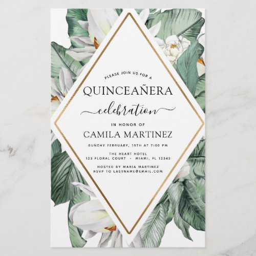 Budget Quinceaera Tropical Magnolia Invitation