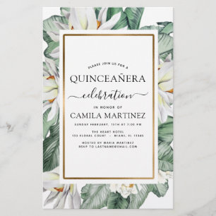 Budget Quinceañera Tropical Magnolia Invitation