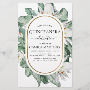 Budget Quinceañera Tropical Magnolia Invitation