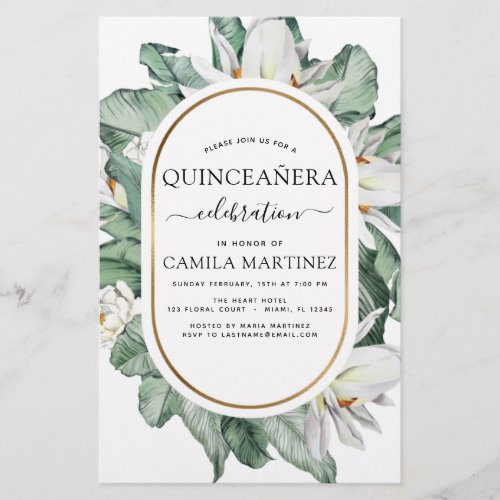 Budget Quinceaera Tropical Magnolia Invitation