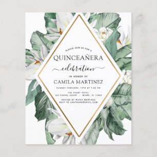 Budget Quinceañera Tropical Magnolia Invitation Flyer