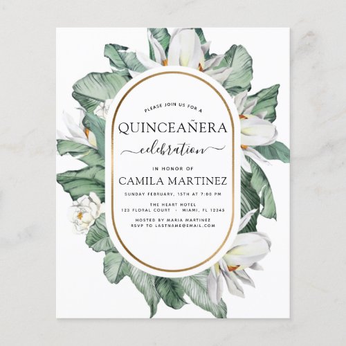 Budget Quinceaera Tropical Magnolia Invitation Flyer