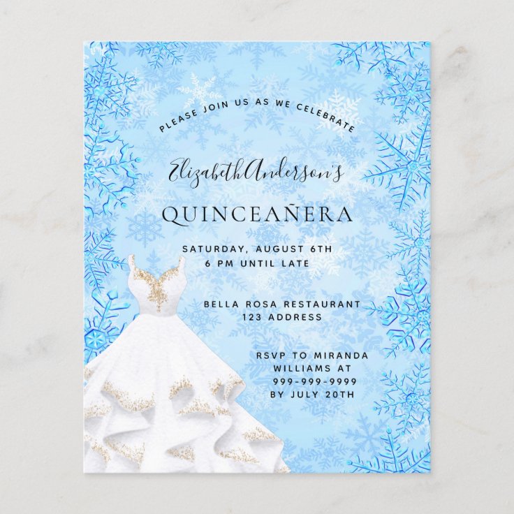 Budget Quinceanera winter wonderland invitation Zazzle