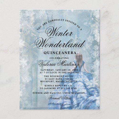 Budget Quinceanera Winter Wonderland Invitation