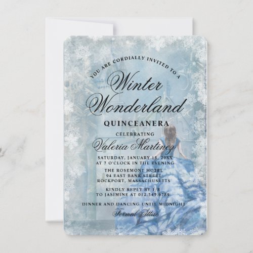 Budget Quinceanera Winter Wonderland Princess Invitation
