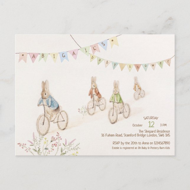 Budget Rabbit Bunny Gender Baby Shower  Postcard (Front)