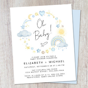 Budget Rainbow Baby Boy Couples Shower Invitation