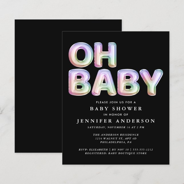 Budget Rainbow Balloons Baby Shower Invitation (Front/Back)