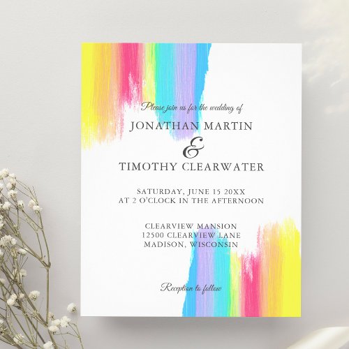 Budget Rainbow Beautiful LGBTQ Wedding Invitation Flyer