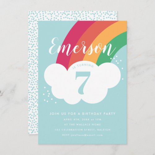 Budget Rainbow Birthday Party Invitation