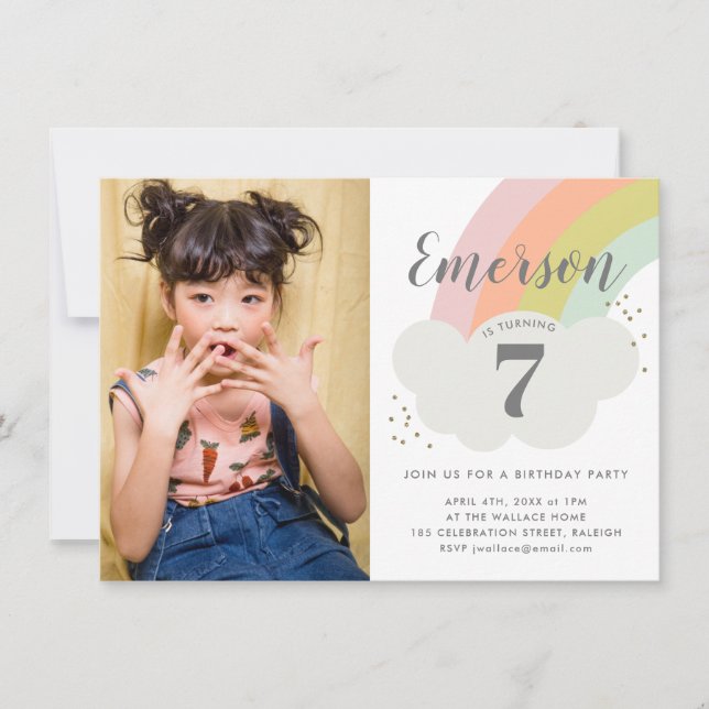 Budget Rainbow Birthday Party Invitation (Front)