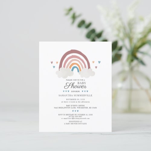 Budget Rainbow Chic Boho Watercolor Baby Shower