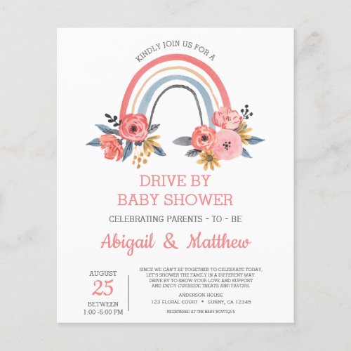 BUDGET Rainbow Drive By Baby Shower Invitation