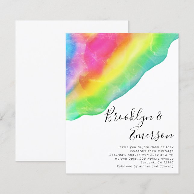 Budget Rainbow Gay Wedding Invitation (Front/Back)