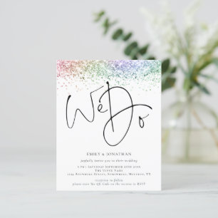 Budget Rainbow Glitter We Do QR Wedding Invite