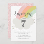 Budget Rainbow Kids Birthday Party Invitation<br><div class="desc">A simple, modern children's birthday party invitation featuring arching pastel rainbow and fluffy cloud with large a name and editable age. Perfect for the savvy party planner. Build your entire theme around this unique invite. Perfect for kids of all ages. Look for coordinating party accessories and additional color variations by...</div>