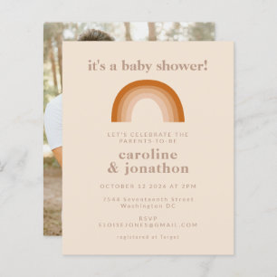 Budget Rainbow Terracotta Baby Shower Photo Invite