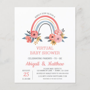 BUDGET Rainbow Virtual Baby Shower Invitation  Flyer