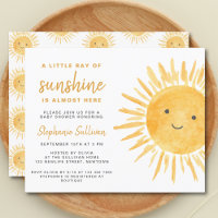 Budget Ray Of Sunshine Baby Shower Invitation