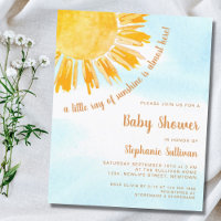 Budget Ray of Sunshine Boho Baby Shower Invitation