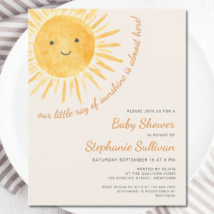 Budget Ray Of Sunshine Boho Baby Shower Invitation