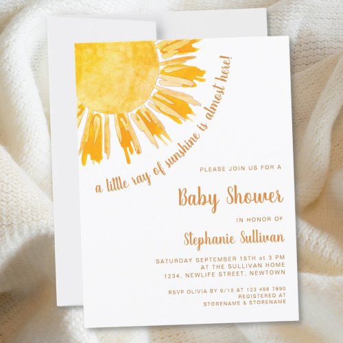 Budget Ray of Sunshine Boho Baby Shower Invitation