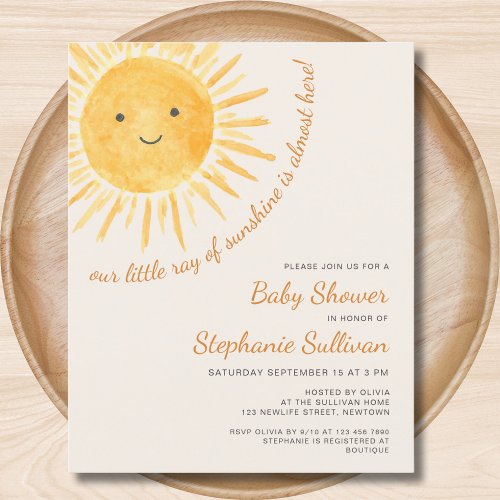 Budget Ray Of Sunshine Boho Baby Shower Invitation