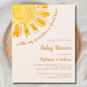 Budget Ray of Sunshine Couples Baby Shower Invite