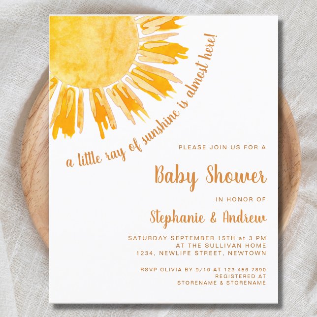 Budget Ray of Sunshine Couples Baby Shower Invite (Creator Uploaded)