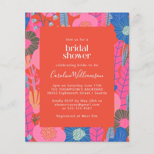 Budget Red Boho Floral Stylish Bridal Shower