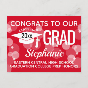 Budget Red Bubbles Graduation Announcement Card