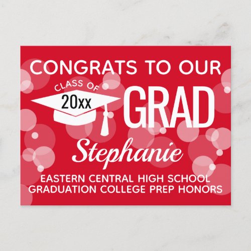 Budget Red Bubbles Graduation Announcement Card