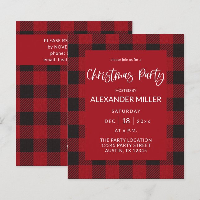 Budget Red Buffalo Plaid Flannel Christmas Party (Front/Back)