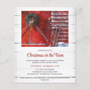 Budget Red Christmas Barn Holiday Party Invite Flyer