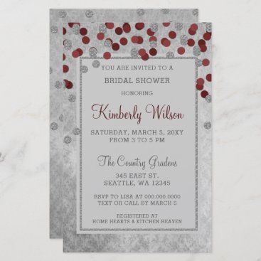 Budget Red Confetti Bridal Shower Invitation