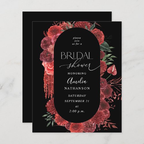 Budget Red Floral Black Bridal Shower