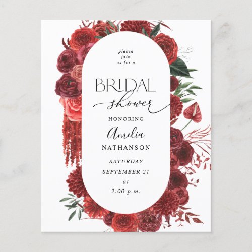 Budget Red Floral Bridal Shower  Flyer