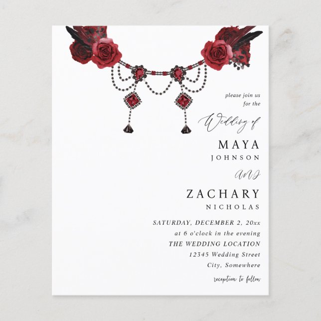 Budget Red Floral & Crystal Wedding  Flyer (Front)