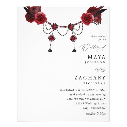 Budget Red Floral  Crystal Wedding  Flyer