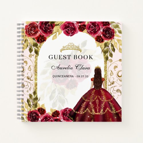 Budget Red Floral Quinceaera Guest Book