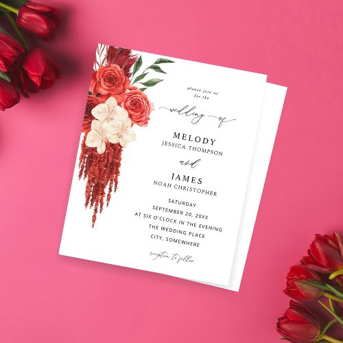 Budget Red Floral Wedding