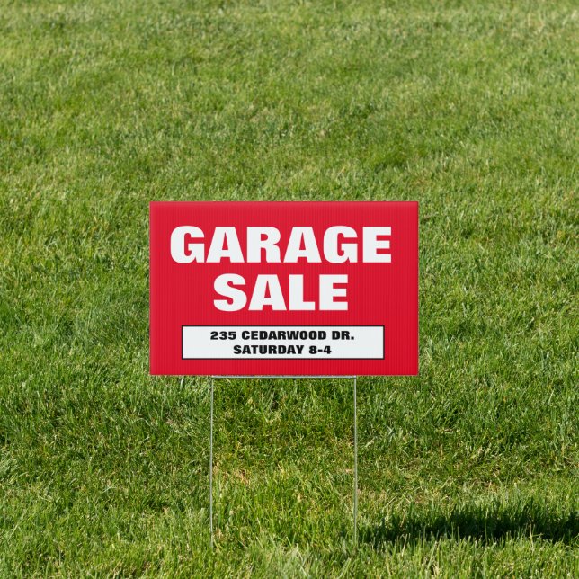 Budget Red Garage Sale Sign (Insitu)