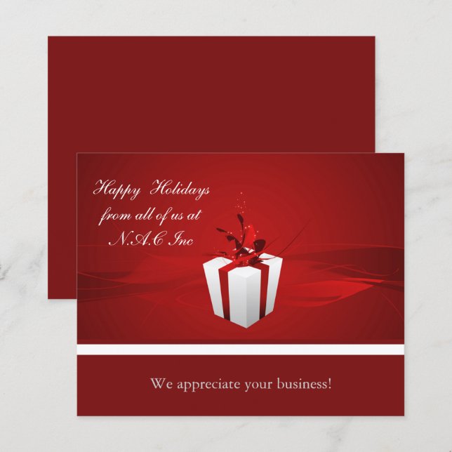 Budget Red Gift Business Holiday Card (Front/Back)