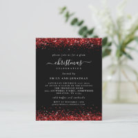 Budget Red Glitter Christmas Party Black Invite