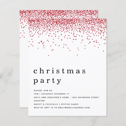 Budget Red Glitter Christmas Party Invitation