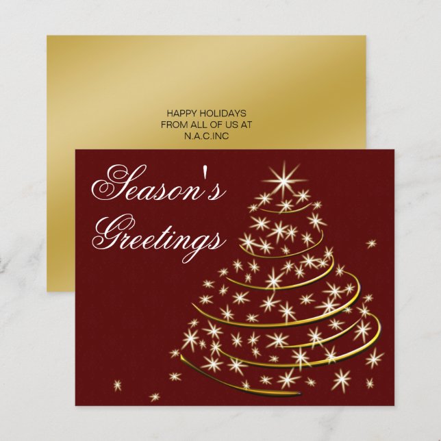 Budget Red Gold Christmas Tree Holiday Card (Front/Back)