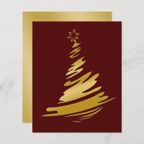 Budget Red Gold Christmas Tree Holiday Card