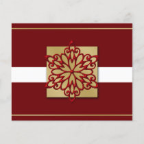 Budget Red Gold Snowflake Business Holiday Card